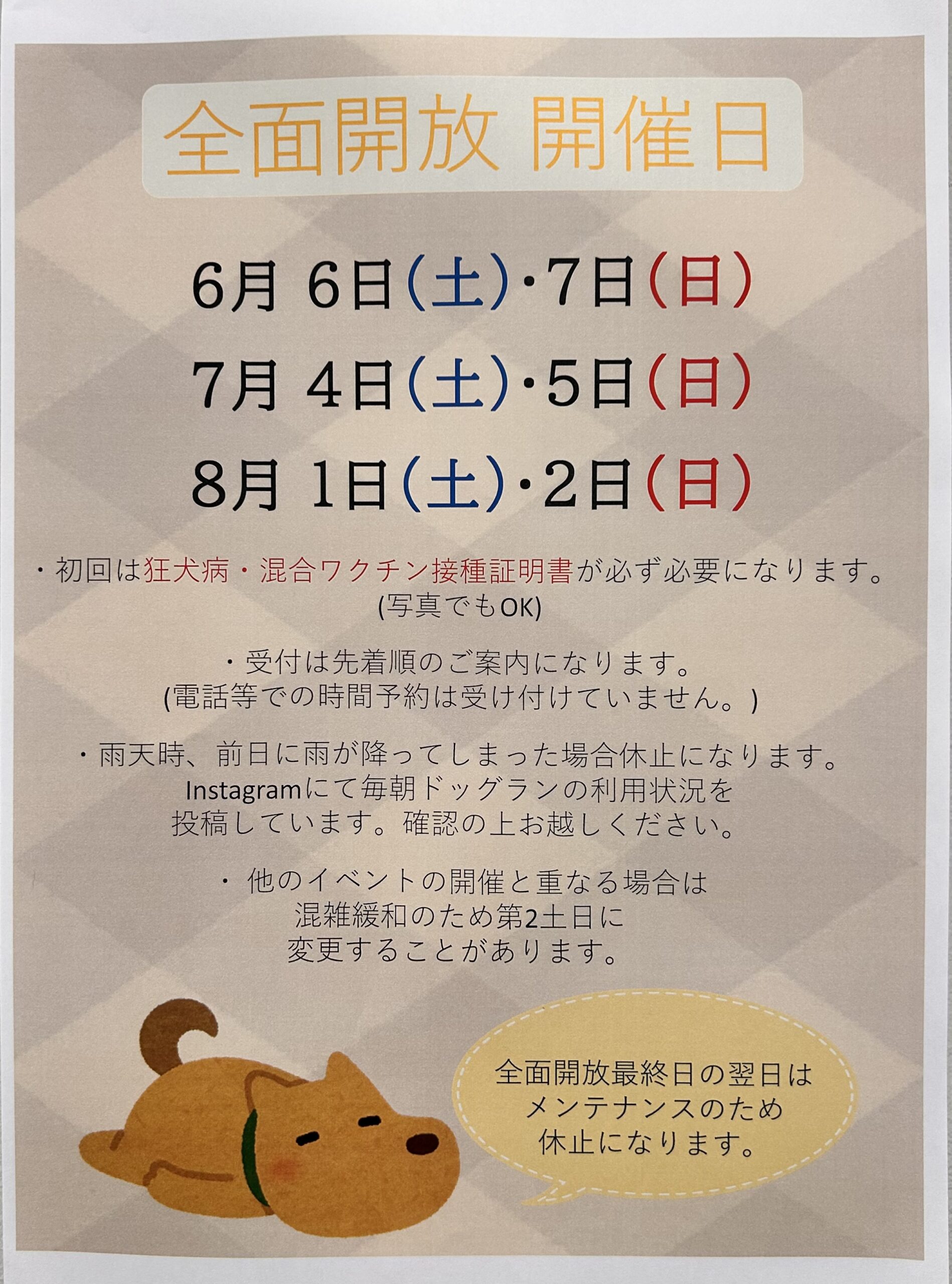 🐾🐶6月～8月ドッグラン全面開放日のお知らせ🐶🐾 | NICO PET